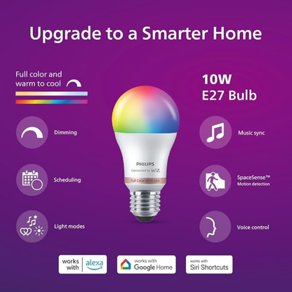 PHILIPS WiZ 10W E27 Wi-Fi & Bluetooth LED Smart Bulb with Music Sync